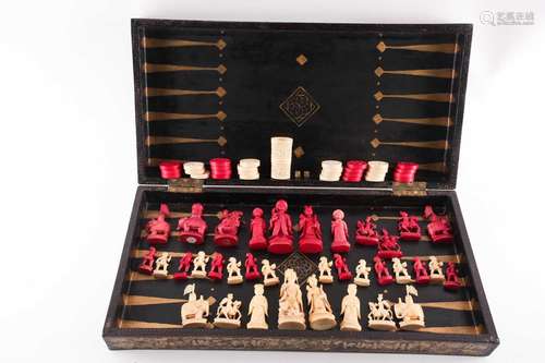 A Chinese export lacquer and mother of pearl games box