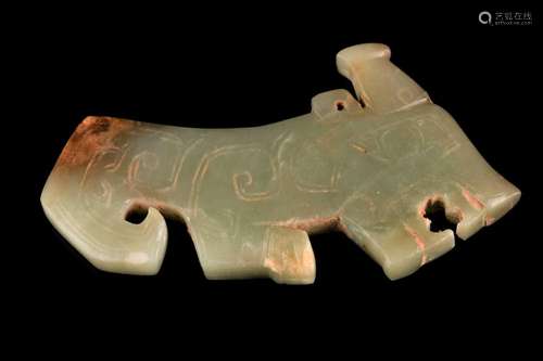 A Chinese archaic beast jade pendant