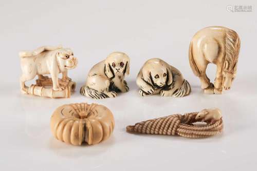 Japanese ivory netsuke and okimono