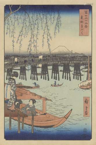 Utagawa Hiroshige, Japonais 1797-1858, Ryogoku dans la capit...