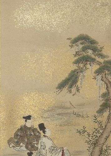 Tsukioka Sessai, Japonais 1761-1839, rouleau de suspension, ...