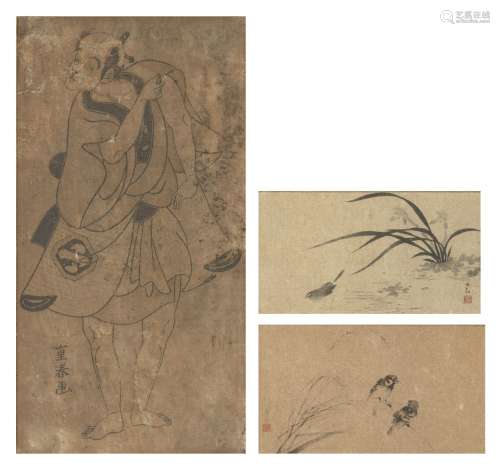 Ryusai Shigeharu, Japonais 1802-1853, gravure sur bois en co...
