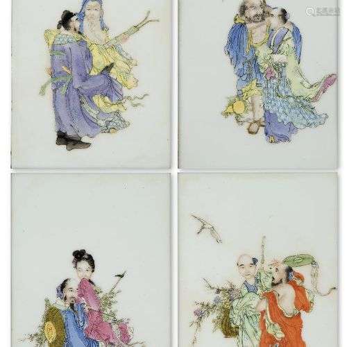 Un ensemble de quatre plaques en porcelaine chinoise de la f...