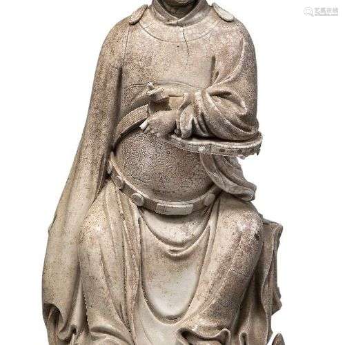 Figure de Wen Chang en porcelaine de Dehua à glaçure blanche...