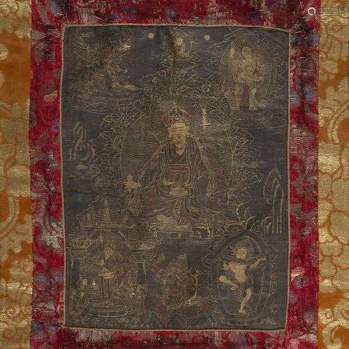 Un thangka tibétain de Tara verte, 17ème siècle, peint en do...