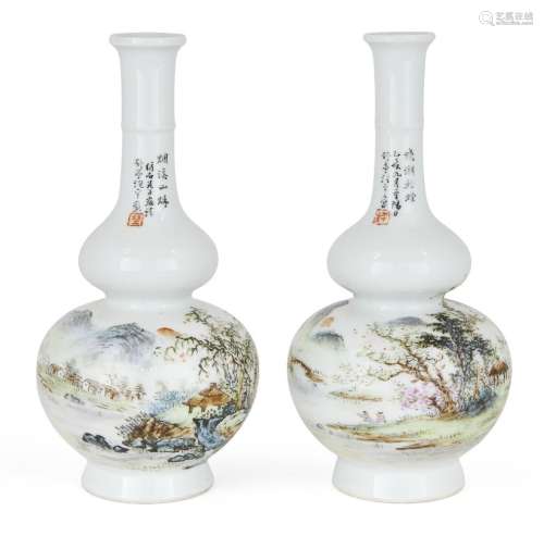 Une paire de vases émaillés qianjiang en porcelaine chinoise...