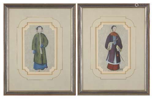 Une paire de peintures chinoises à la gouache sur papier, fi...