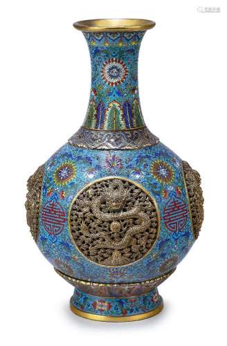 Vase tournant chinois en émail cloisonné, 19e siècle, la sec...