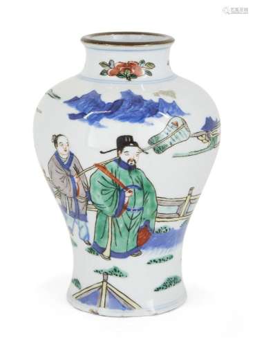 Vase wucai en porcelaine chinoise, période de la République,...