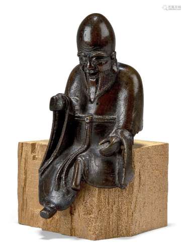 Figure chinoise en bronze de Shoulao, XVIIe siècle, ancienne...