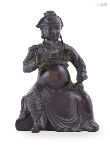 A Chinese bronze figure of Guandi
