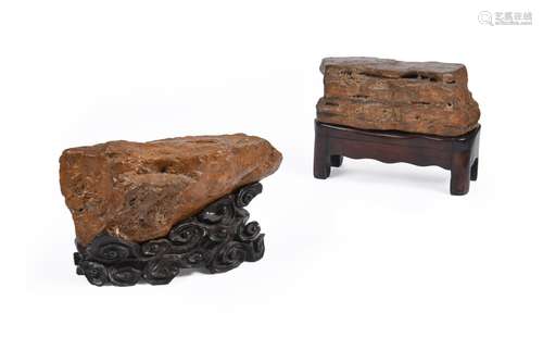 Two large Chinese yellow 'wax' scholar's rocks