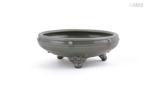 A Chinese Longquan celadon tripod censer