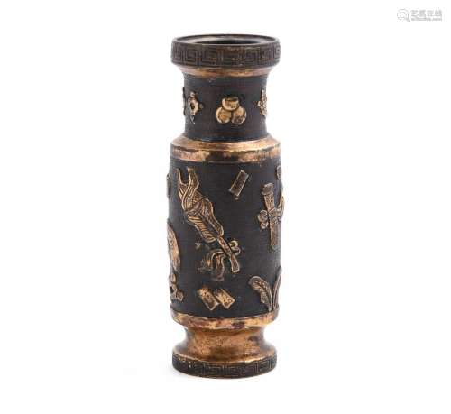 A Chinese parcel-gilt bronze incense holder