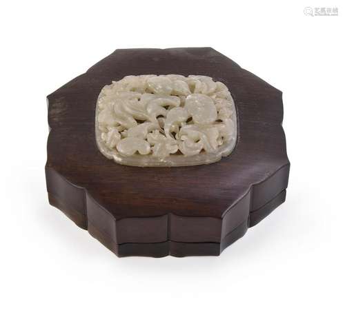 A Jade mounted Zitan box and cover