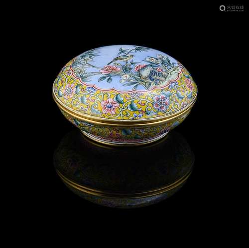 A Chinese small enamel seal paste box