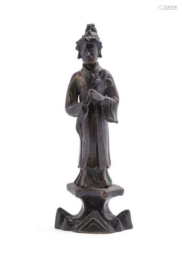 A Chinese gilt-bronze figure of a lady