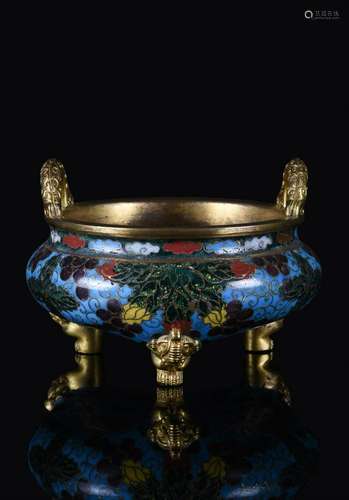 A rare Chinese Cloisonné enamel censer Ming