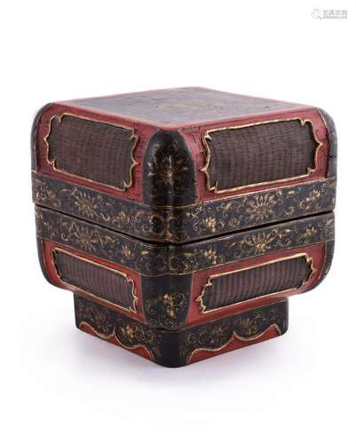 A Chinese lacquer box and cover