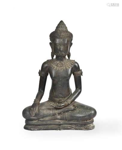 A Khmer style bronze figure of Buddha