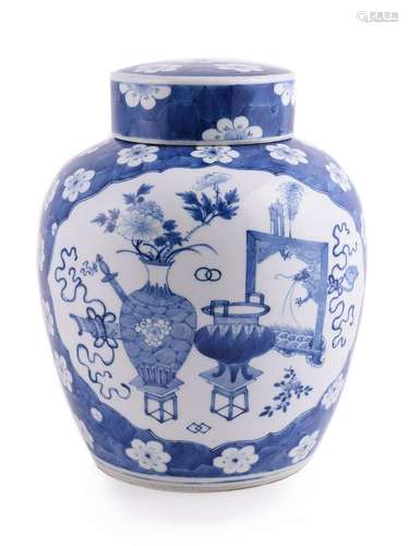 A Chinese blue and white ginger jar and cover