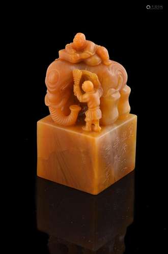 A Chinese yellow soapstone seal