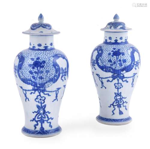 A pair of Chinese 'Shipwreck' blue and white vases and