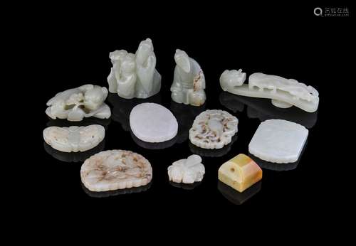 A white jade belt hook and ten other jade carvings and