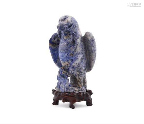 A Chinese carved lapis Lazuli model of a hawk