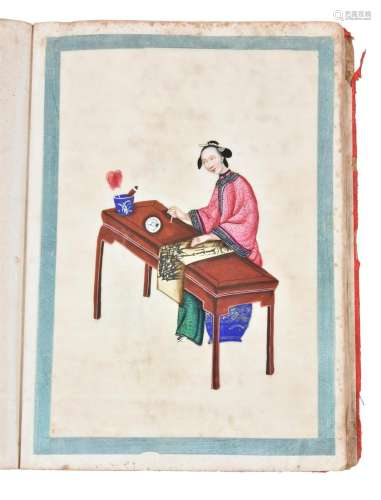 An album of Chinese paintings of ladies undertaking