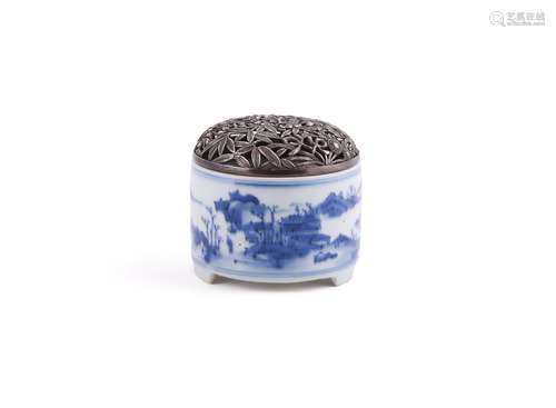 A Chinese blue and white censer