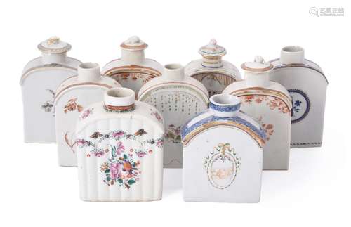 A collection of nine Chinese Export tea canisters