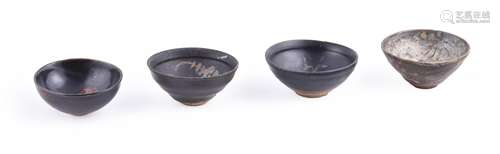 Four Jizhou black glazed bowls