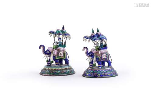 Two Jiapur enamelled elephants