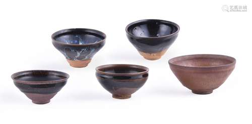 Five Jian black glazed bowls