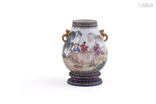 A Chinese enamelled twin-handled vase