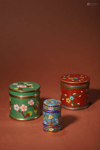 銅胎掐絲琺琅花卉紋蓋罐