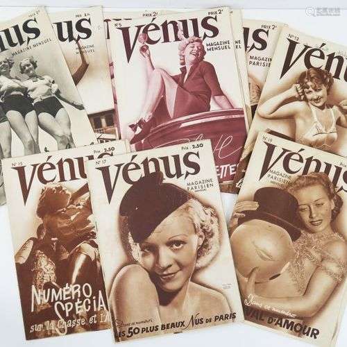 VENUS. Magazine mensuel. (c. 1930). Ensemble de 18 n° in-4 b...