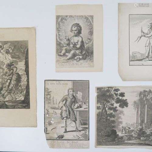 Gravures. Ensemble de 6 gravures du XVIe au XVIIIe siècle : ...