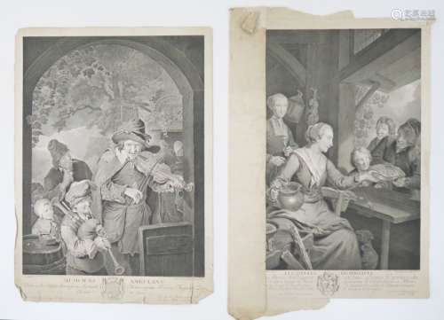 Gravures. Ensemble de 5 grandes gravues du XVIIIe siècle : P...