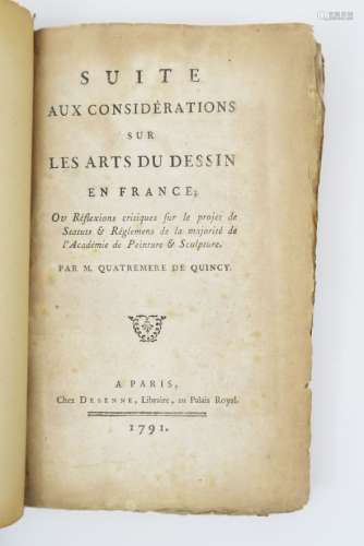 [QUATREMÈRE DE QUINCY (Antoine)]. Suite aux considérations s...