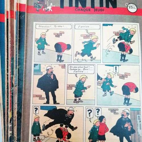 TINTIN (Journal de). Ensemble de 182 n° de l'édition françai...