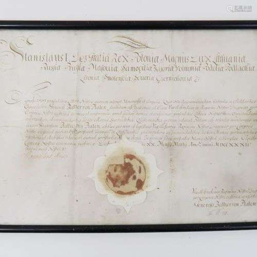 STANISLAS I (roi de Pologne). Pièce manuscrite signée 