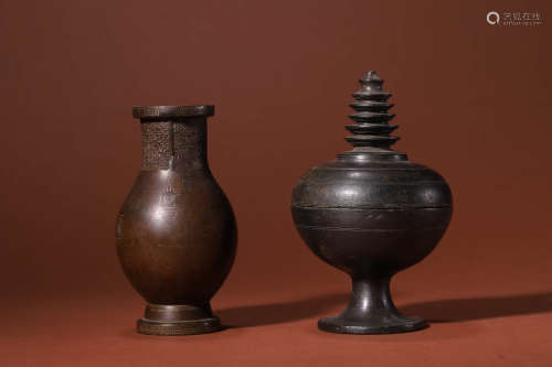 獸紋銅瓶、銅舍利塔