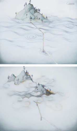 范安翔（b.1975） 2005年作 缥纱镜 （一组两件） 布面油画