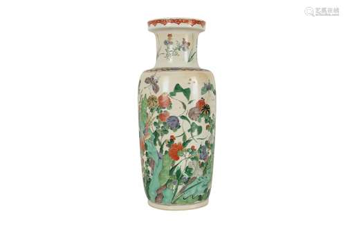 A CHINESE FAMILLE VERTE ROULEAU VASE.