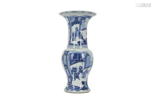 A CHINESE BLUE AND WHITE YENYEN VASE.