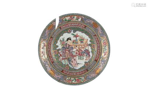 A CHINESE FAMILLE ROSE RUBY-BACK 'LADY AND BOYS' D...