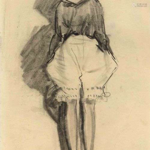 Max Brüning (1887-1968), Dessin original d'une jeune fille d...