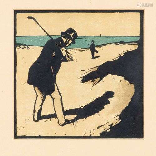William Nicholson (1872-1949), Golfeur sur la plage, lithogr...